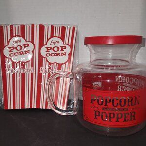 Glass Microwave Popcorn Popper by Sharper Image with Package of Paper Bags